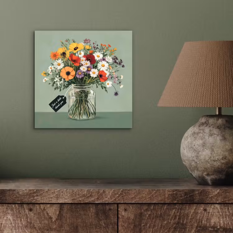 Aluminium schilderij - Bloemen - Vaas - Kaartje — 3