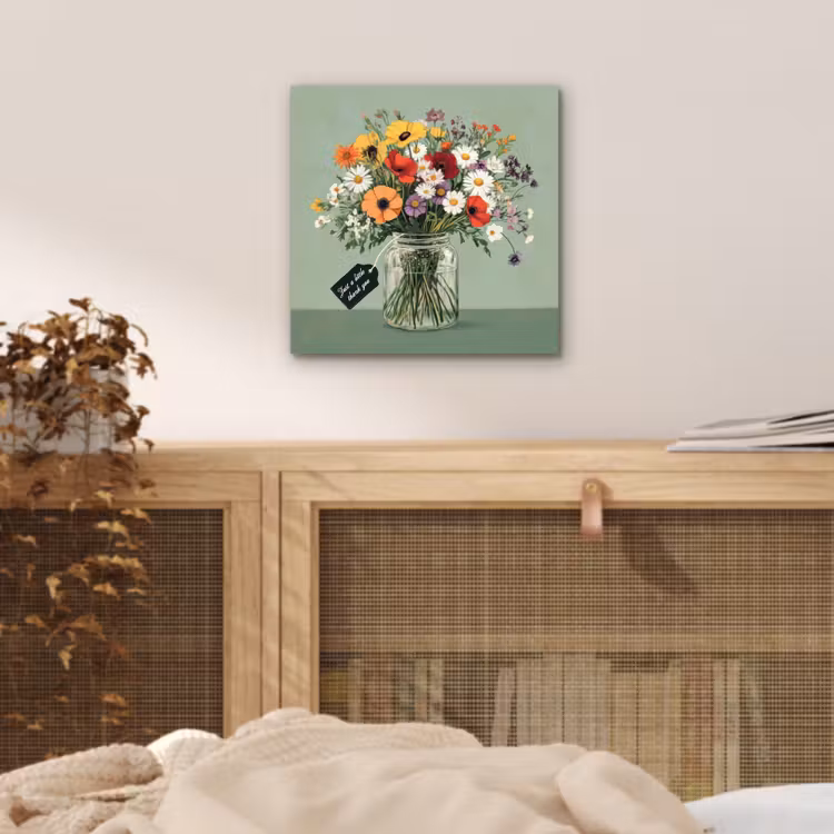 Aluminium schilderij - Bloemen - Vaas - Kaartje — 4