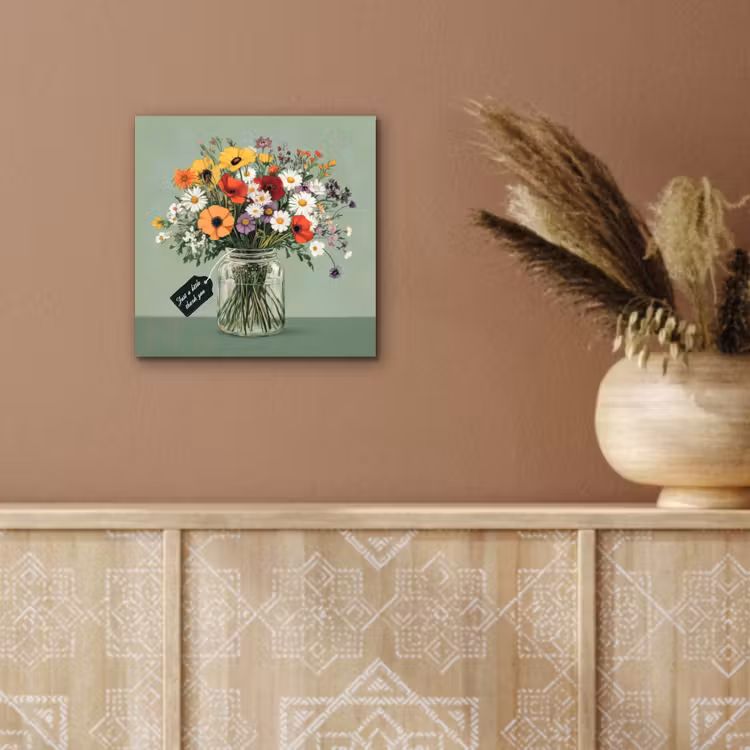 Aluminium schilderij - Bloemen - Vaas - Kaartje — 5