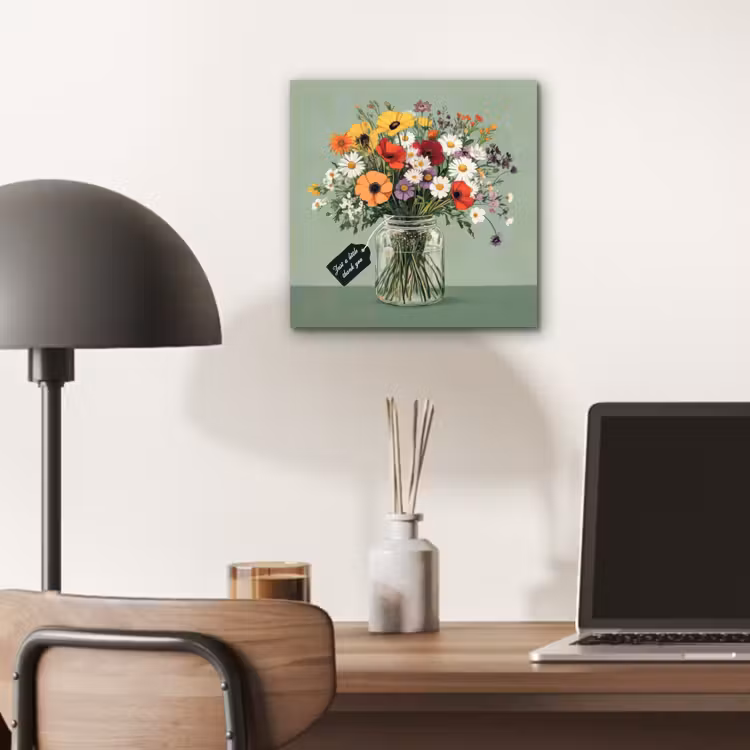 Aluminium schilderij - Bloemen - Vaas - Kaartje — 6