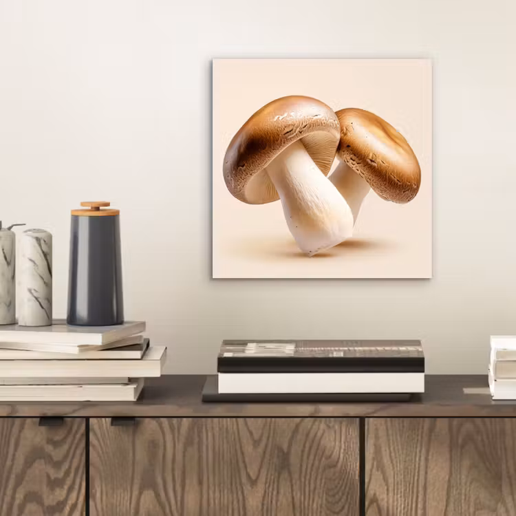 Aluminium schilderij - Champignons - Zacht - Beige — 2