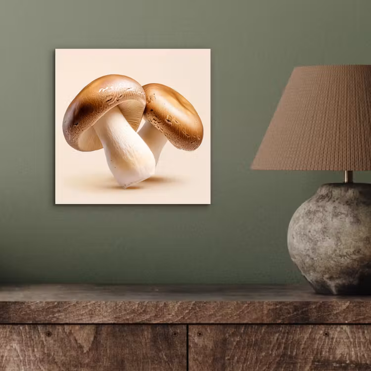 Aluminium schilderij - Champignons - Zacht - Beige — 3