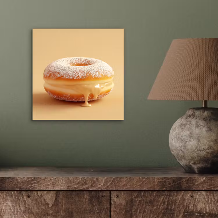 Aluminium schilderij - Donut - Romig - Poedersuiker - Beige — 3
