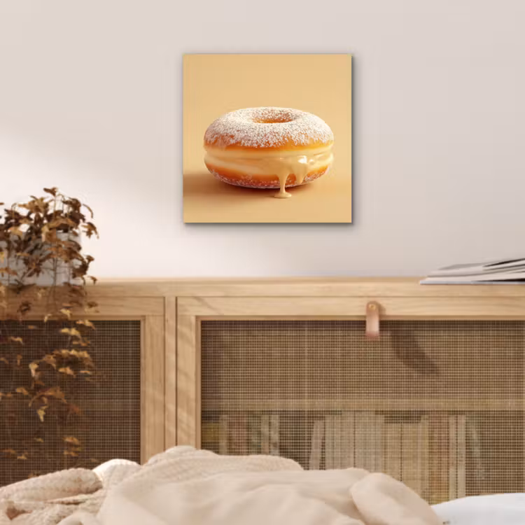 Aluminium schilderij - Donut - Romig - Poedersuiker - Beige — 4