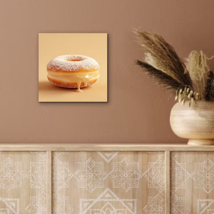 Aluminium schilderij - Donut - Romig - Poedersuiker - Beige — 5