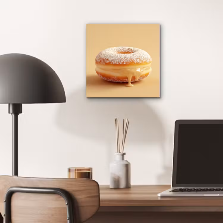Aluminium schilderij - Donut - Romig - Poedersuiker - Beige — 6