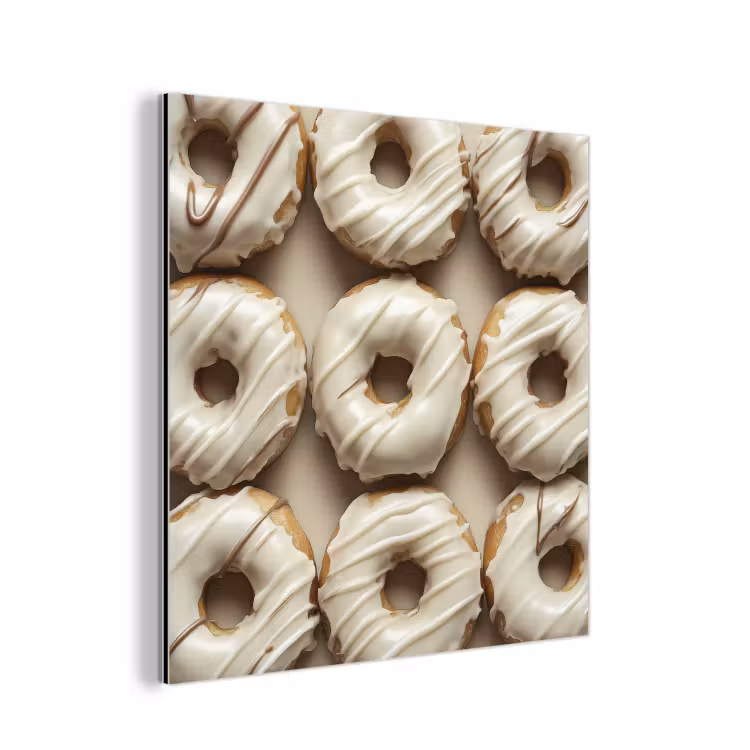 Aluminium schilderij - Donuts - Chocolade - Wit - Beige — 1