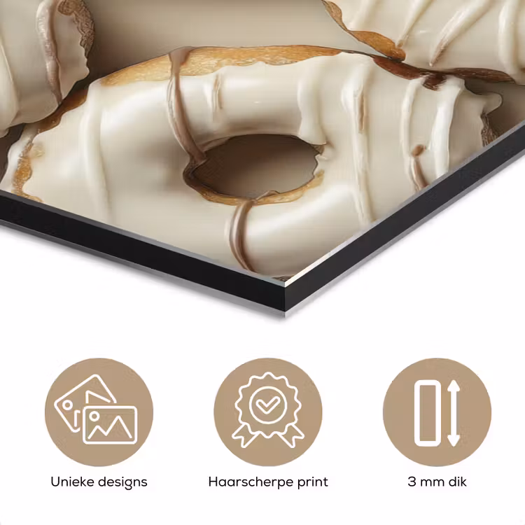 Aluminium schilderij - Donuts - Chocolade - Wit - Beige — 7
