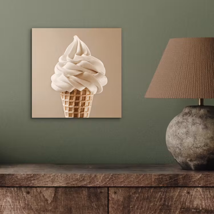 Aluminium schilderij - IJs - Softijs - Romig - Hoorntje - Beige — 3