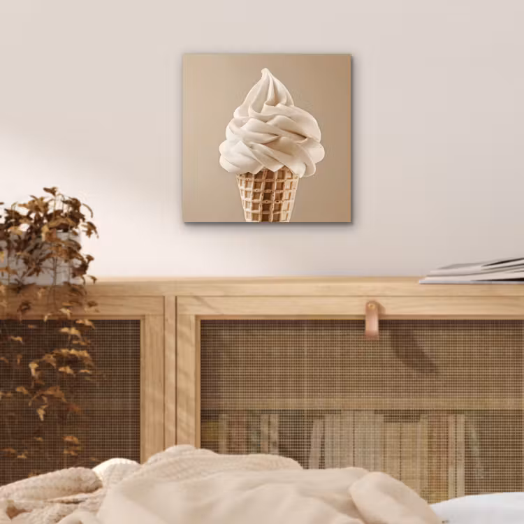 Aluminium schilderij - IJs - Softijs - Romig - Hoorntje - Beige — 4