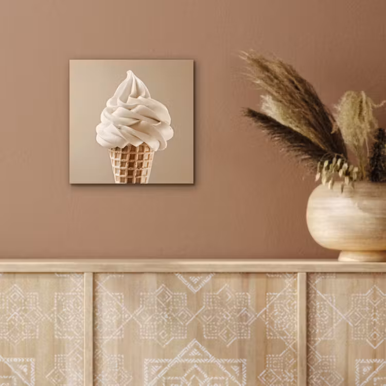 Aluminium schilderij - IJs - Softijs - Romig - Hoorntje - Beige — 5