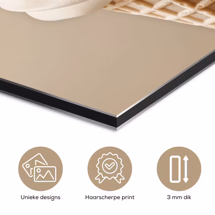 Aluminium schilderij - IJs - Softijs - Romig - Hoorntje - Beige — 7