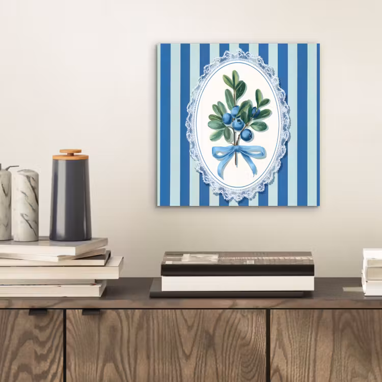 Aluminium schilderij - Illustratie - Bessen - Blauw - Strepen — 2