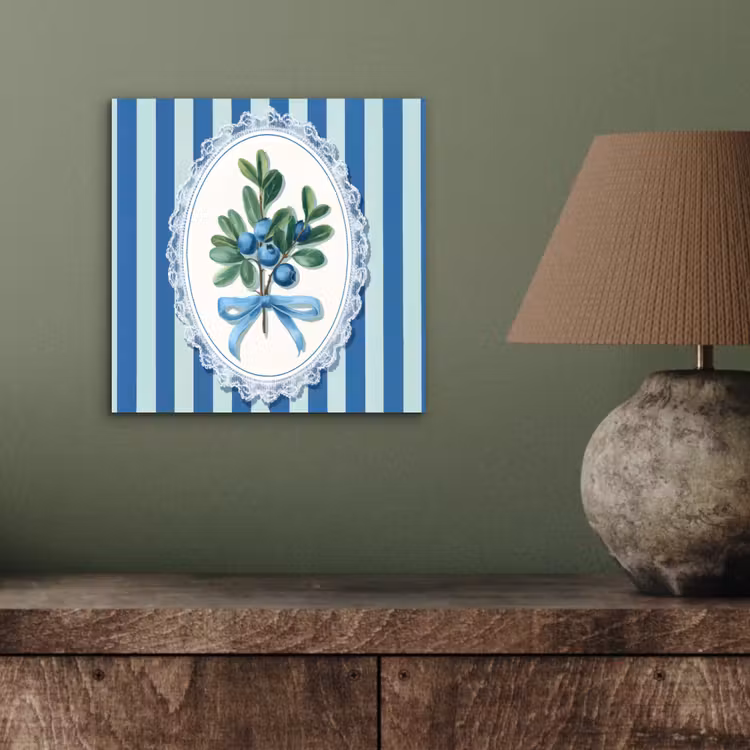 Aluminium schilderij - Illustratie - Bessen - Blauw - Strepen — 3