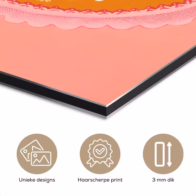 Aluminium schilderij - Illustratie - Bloemen - Rand - Roze — 7