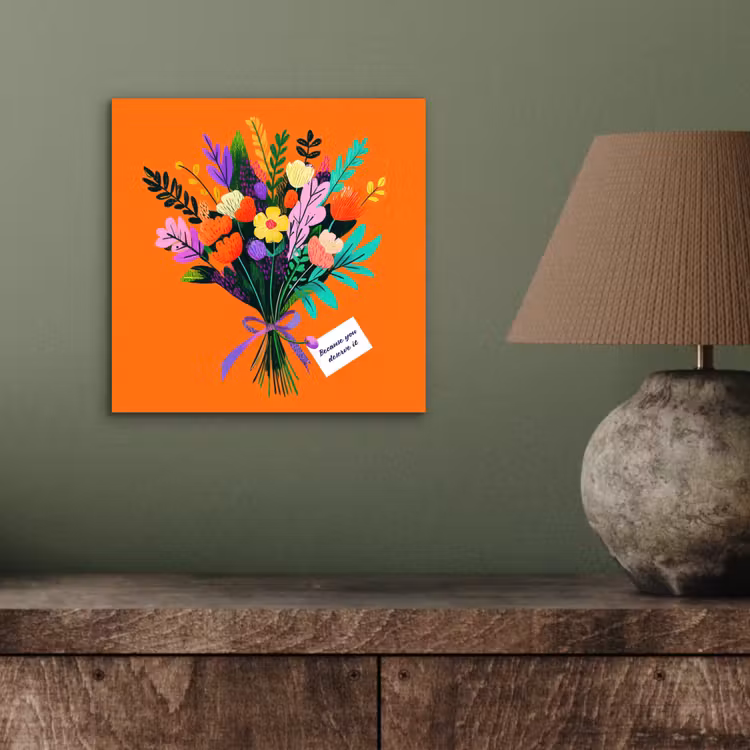 Aluminium schilderij - Kaartje - Boeket - Bloemen — 3