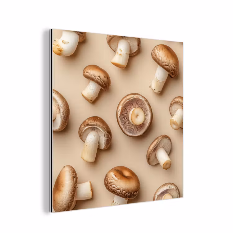 Aluminium schilderij - Kastanje Champignons - Beige — 1