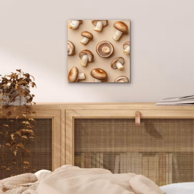Aluminium schilderij - Kastanje Champignons - Beige — 4