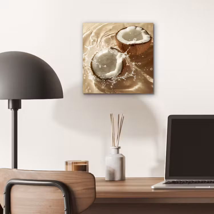 Aluminium schilderij - Kokosnoot - Water - Beige - Spetters — 6
