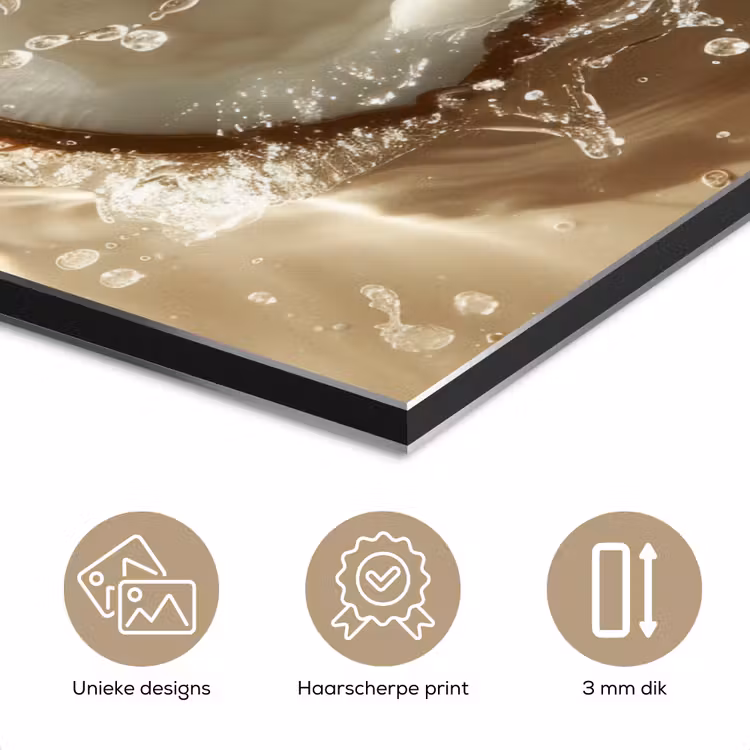 Aluminium schilderij - Kokosnoot - Water - Beige - Spetters — 7