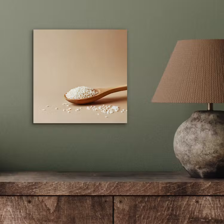 Aluminium schilderij - Lepel - Rijst - Hout - Beige — 3
