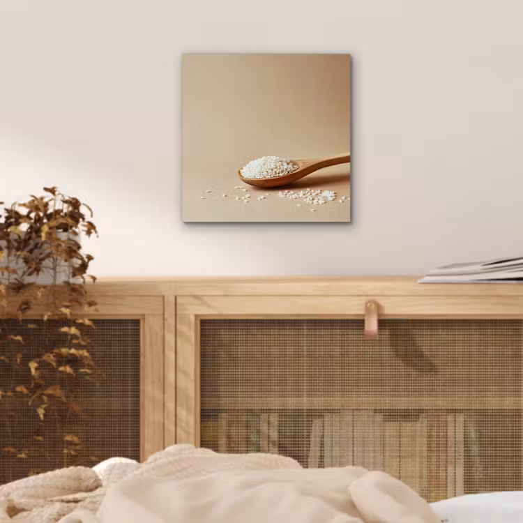 Aluminium schilderij - Lepel - Rijst - Hout - Beige — 4