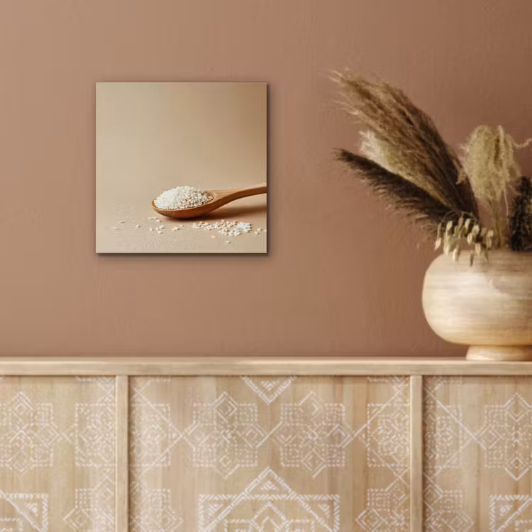 Aluminium schilderij - Lepel - Rijst - Hout - Beige — 5