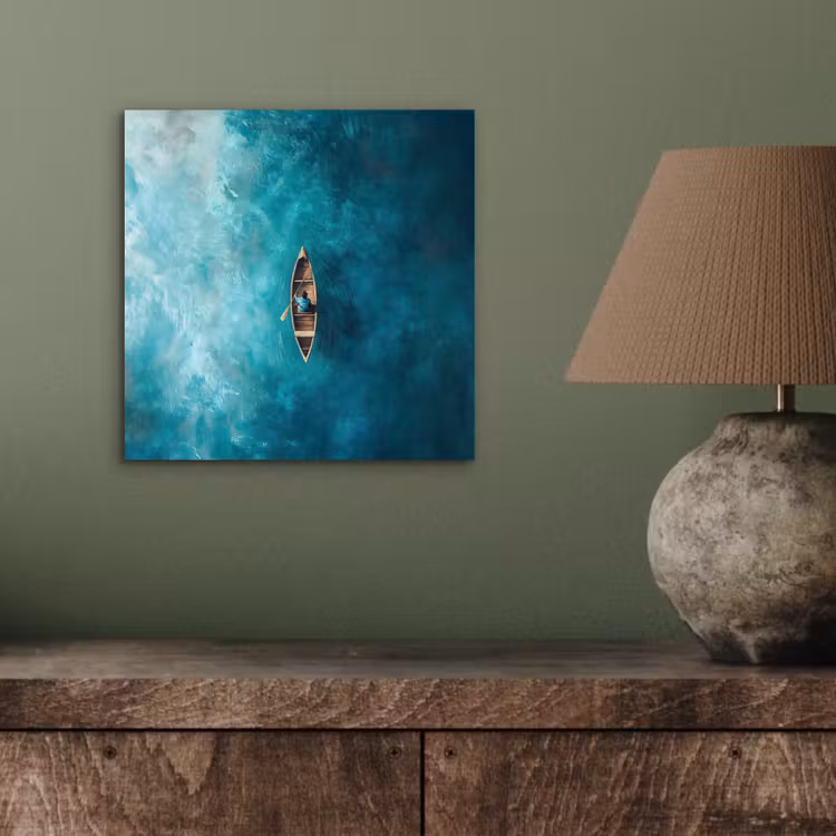 Aluminium schilderij - Bootje - Water - Blauw — 3