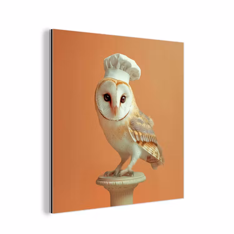 Aluminium schilderij - Kerkuil - Koksmuts - Oranje - Vogel — 1