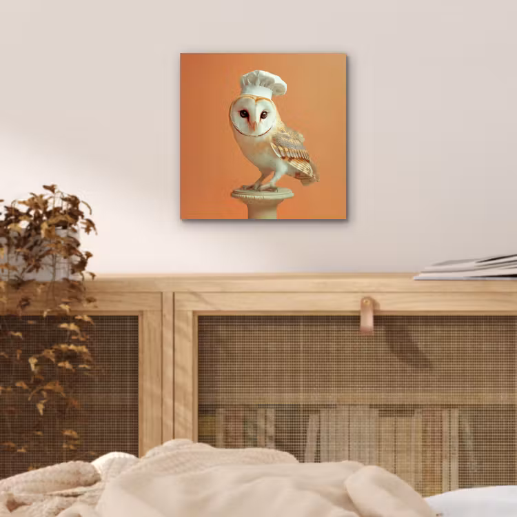 Aluminium schilderij - Kerkuil - Koksmuts - Oranje - Vogel — 4