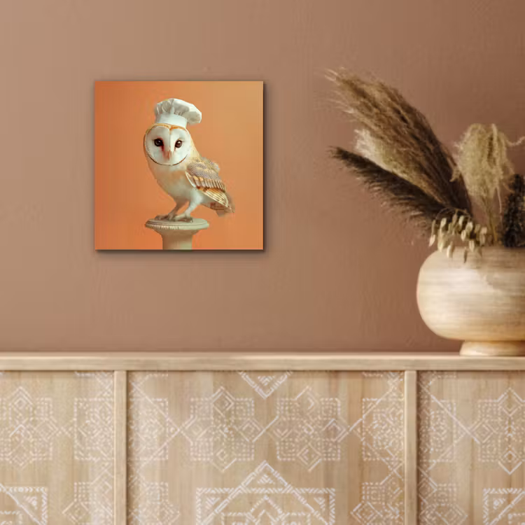 Aluminium schilderij - Kerkuil - Koksmuts - Oranje - Vogel — 5