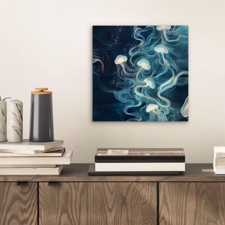 Aluminium schilderij - Kwallen - Zee - Wit - Golven — 2