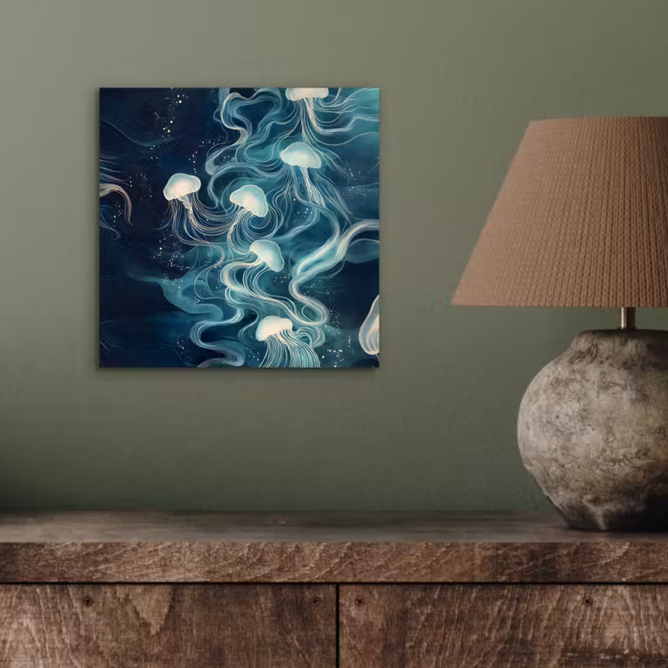 Aluminium schilderij - Kwallen - Zee - Wit - Golven — 3