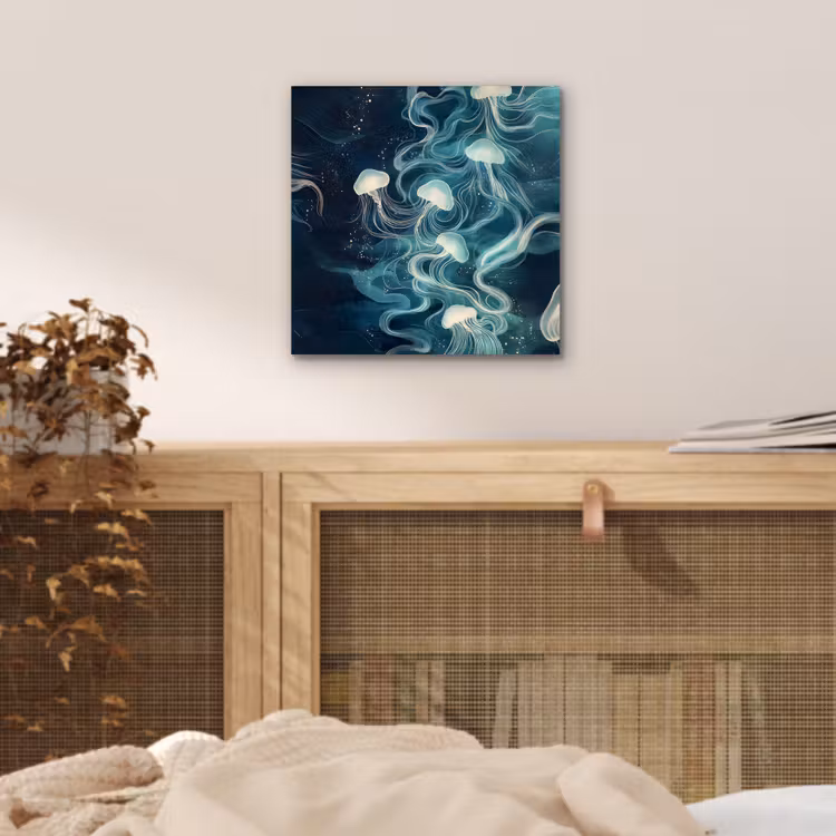 Aluminium schilderij - Kwallen - Zee - Wit - Golven — 4