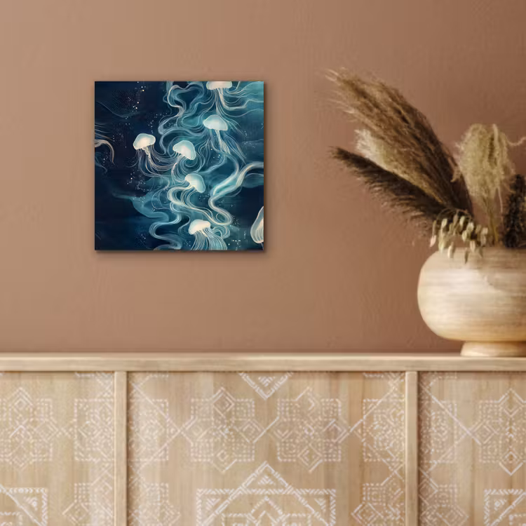 Aluminium schilderij - Kwallen - Zee - Wit - Golven — 5