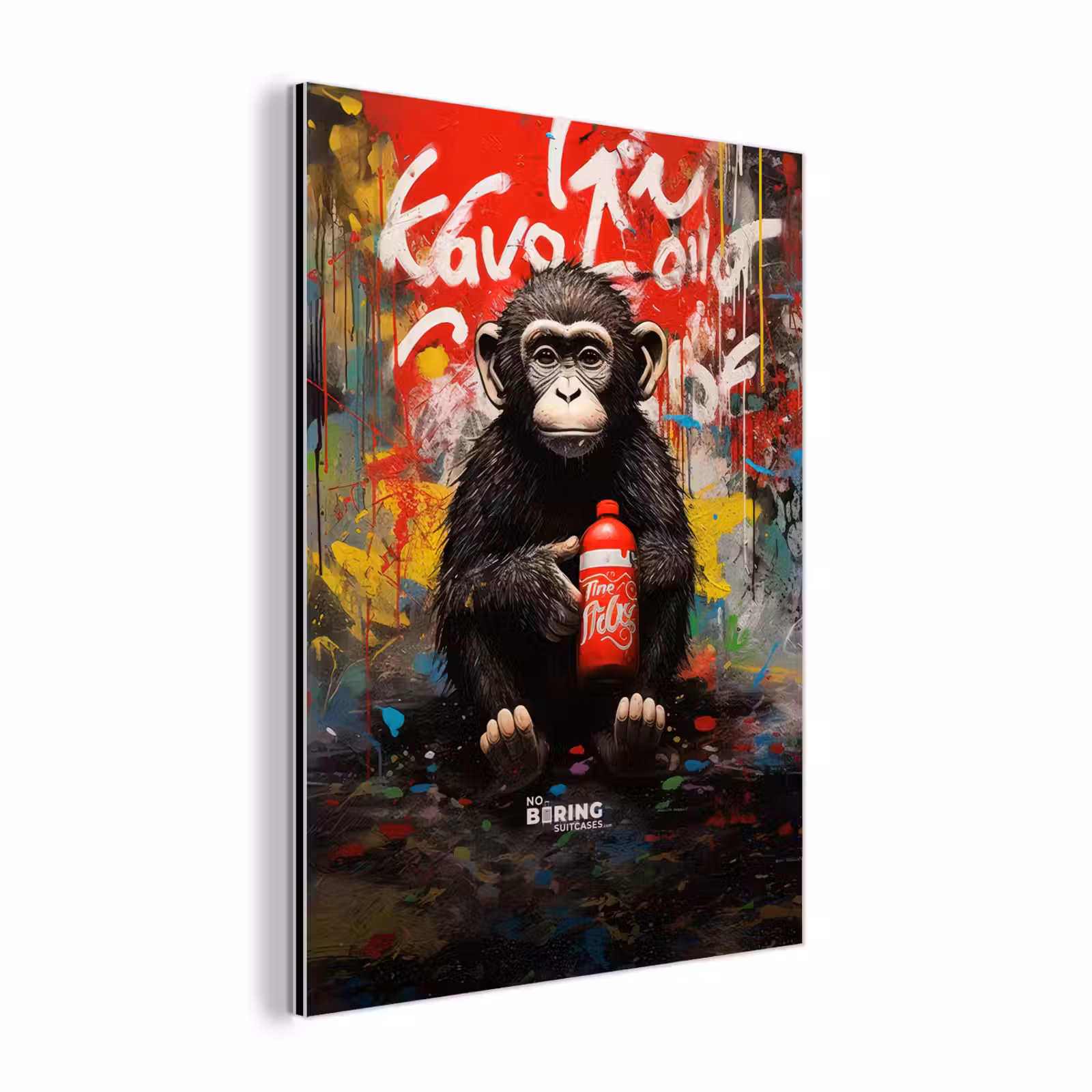 Aluminium schilderij - Chimpansee voor graffiti muur — 1