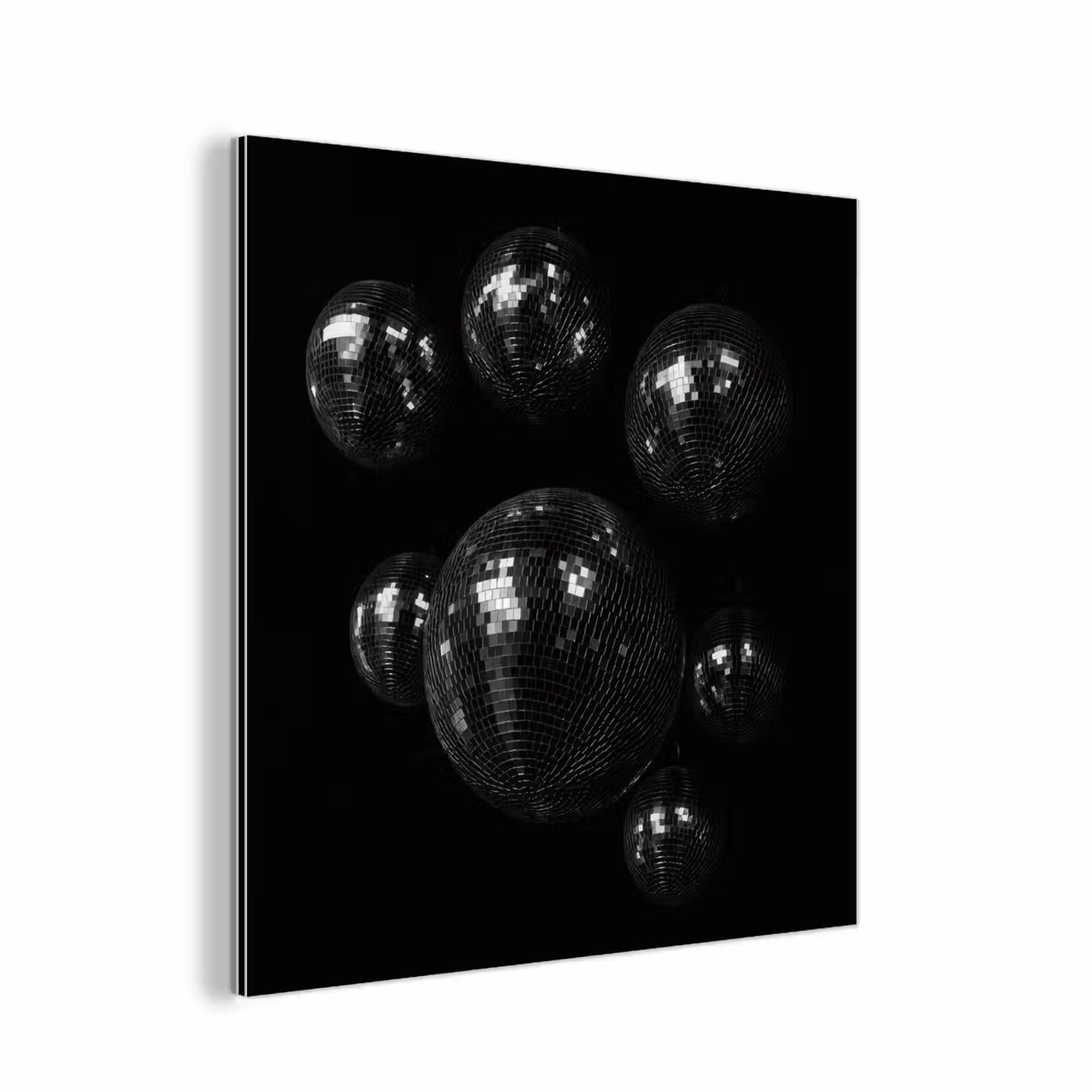 Aluminium schilderij - Discoballen - Minimalistisch - Zwart — 1