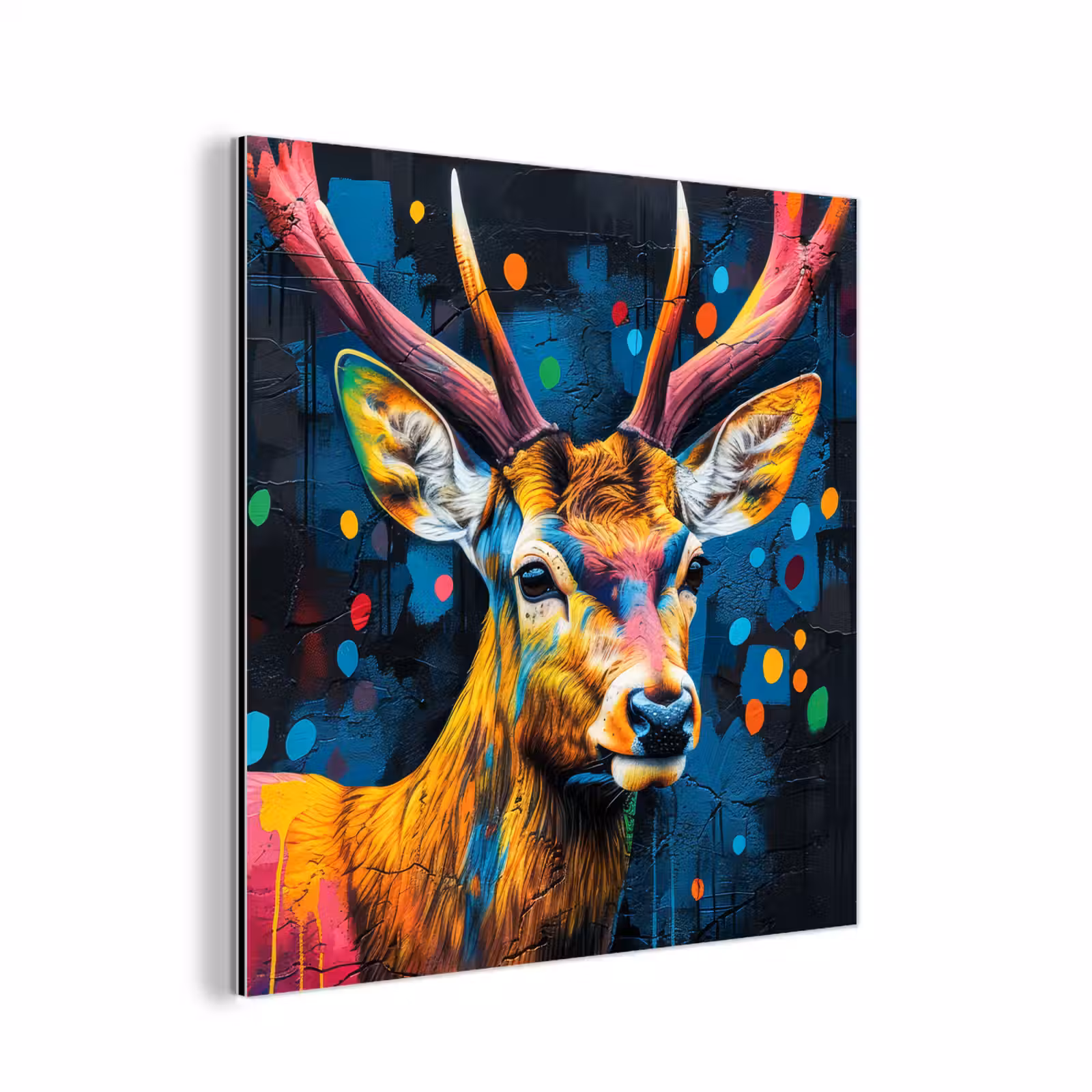 Aluminium schilderij - Graffiti - Hert - Dier - Kleurrijk — 1