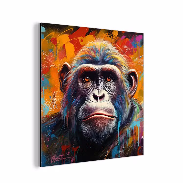 Aluminium schilderij - Aap - Gorilla - Graffiti - Dieren - Kleuren — 1