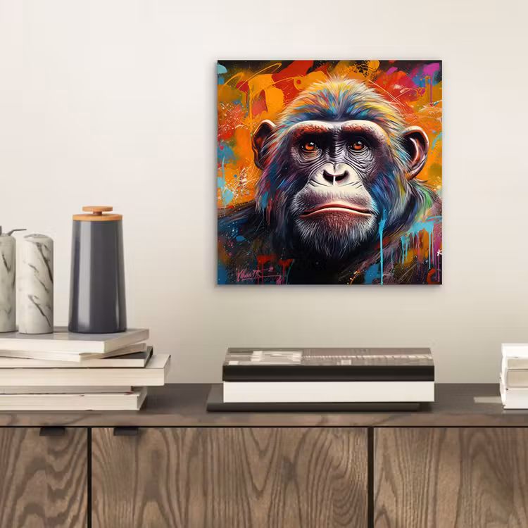 Aluminium schilderij - Aap - Gorilla - Graffiti - Dieren - Kleuren — 2