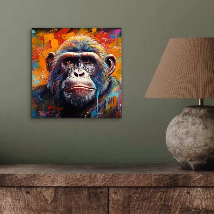 Aluminium schilderij - Aap - Gorilla - Graffiti - Dieren - Kleuren — 3