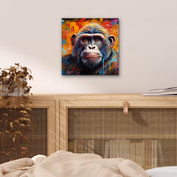 Aluminium schilderij - Aap - Gorilla - Graffiti - Dieren - Kleuren — 4