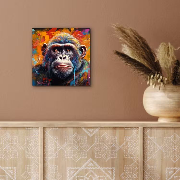 Aluminium schilderij - Aap - Gorilla - Graffiti - Dieren - Kleuren — 5