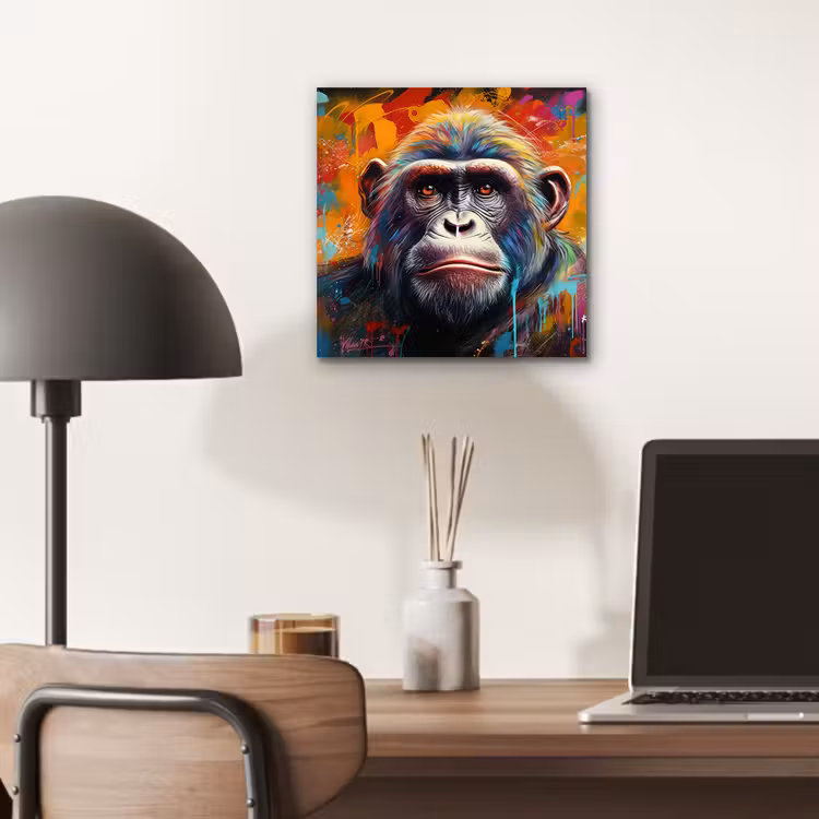 Aluminium schilderij - Aap - Gorilla - Graffiti - Dieren - Kleuren — 6