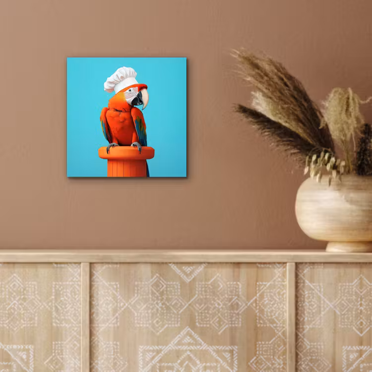 Aluminium schilderij - Ara - Koksmuts - Sokkel - Grappig — 5