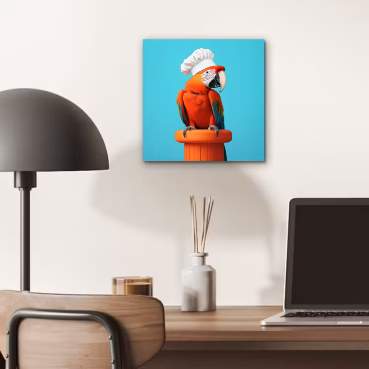 Aluminium schilderij - Ara - Koksmuts - Sokkel - Grappig — 6
