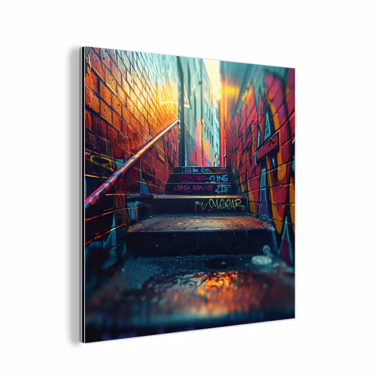 Aluminium schilderij - Architectuur - Neon - Trap - Graffiti — 1
