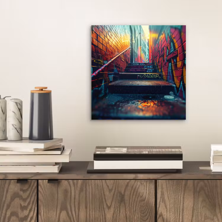 Aluminium schilderij - Architectuur - Neon - Trap - Graffiti — 2