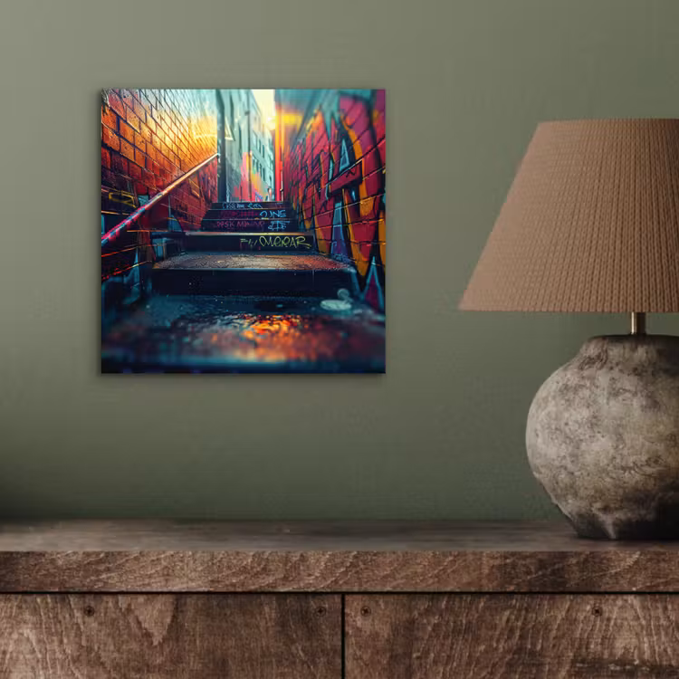 Aluminium schilderij - Architectuur - Neon - Trap - Graffiti — 3