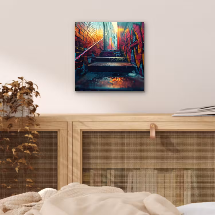 Aluminium schilderij - Architectuur - Neon - Trap - Graffiti — 4